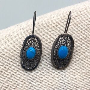 Antique artisan sterling silver filigree earrings statement style handcrafted
